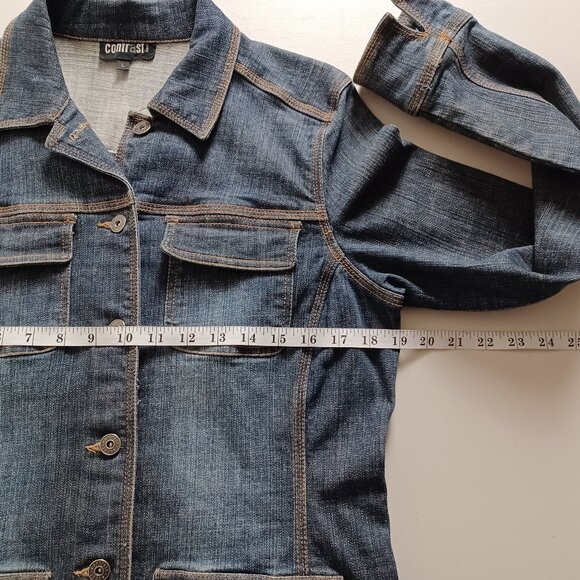 Contrast Jeans Stretch Denim Jacket - Picture 11 of 16